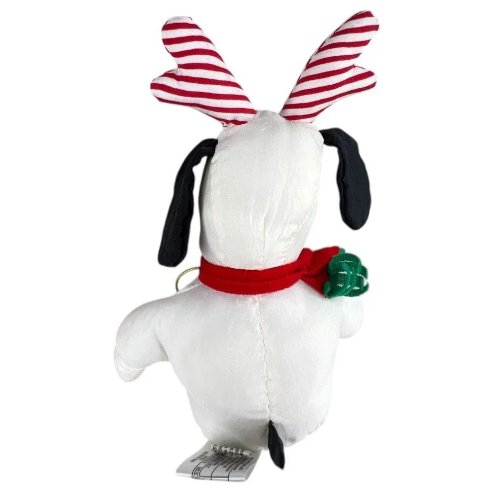 3 Peanuts Snoopy Christmas Nylon Plush Reindeer Elf Santa Stuffed Animal Whitman
